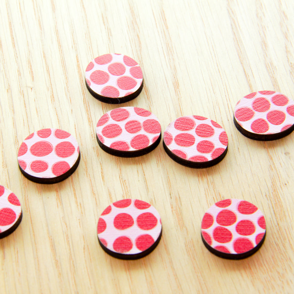 Wood - 20mm Irregular Circle- Studs - Abstract Art - 71