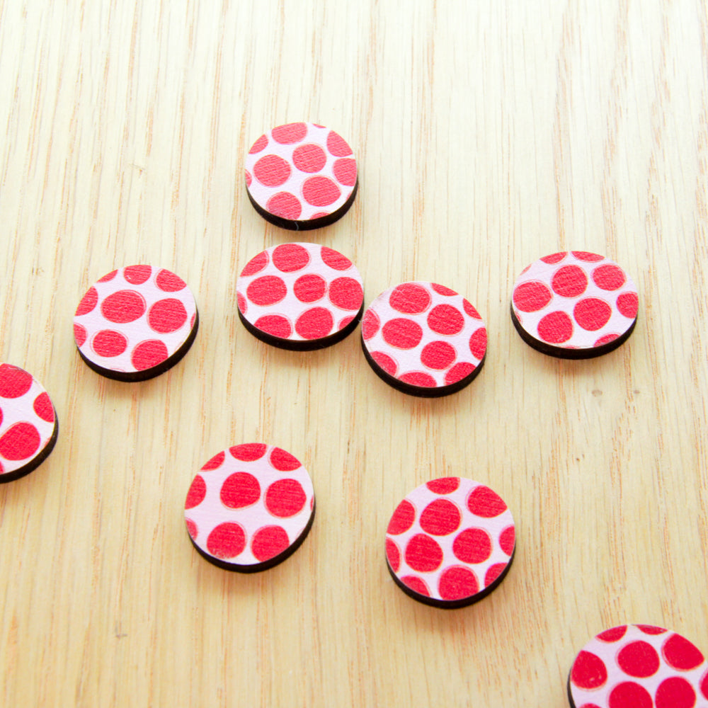Wood - 20mm Irregular Circle- Studs - Abstract Art - 71