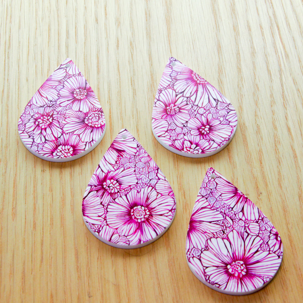 White Acrylic - 6cm Teardrop Shape - Blooms - 31