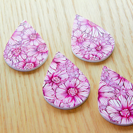 White Acrylic - 6cm Teardrop Shape - Blooms - 31