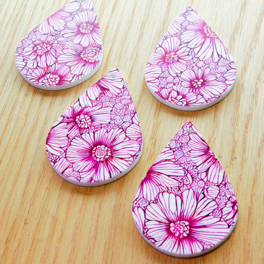 White Acrylic - 6cm Teardrop Shape - Blooms - 31