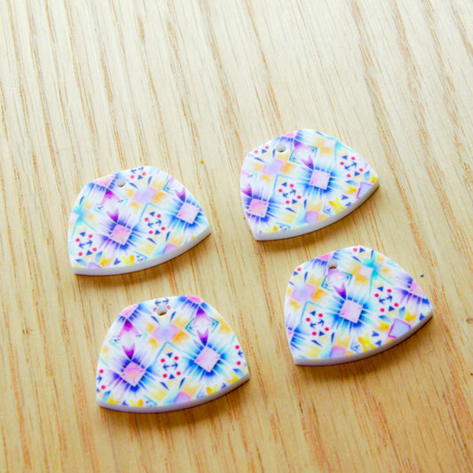 White Acrylic - 3cm Shield - 1 hole - Boho - 46