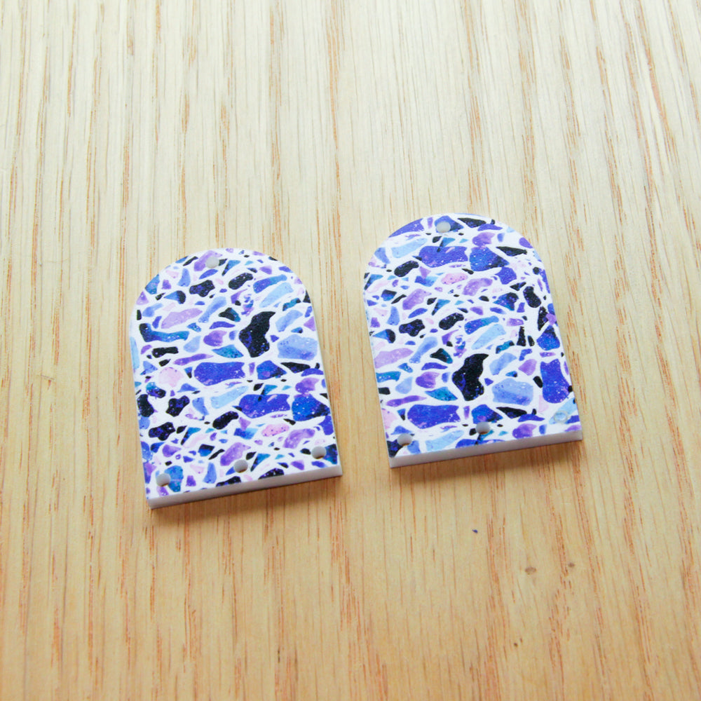 White Acrylic - 4cm - Arch - 1 Hole -  Terrazzo - 07