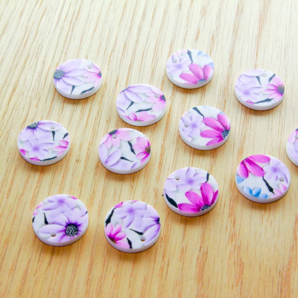 White Acrylic - 2cm - Circle - 1 Hole - Paint - 05