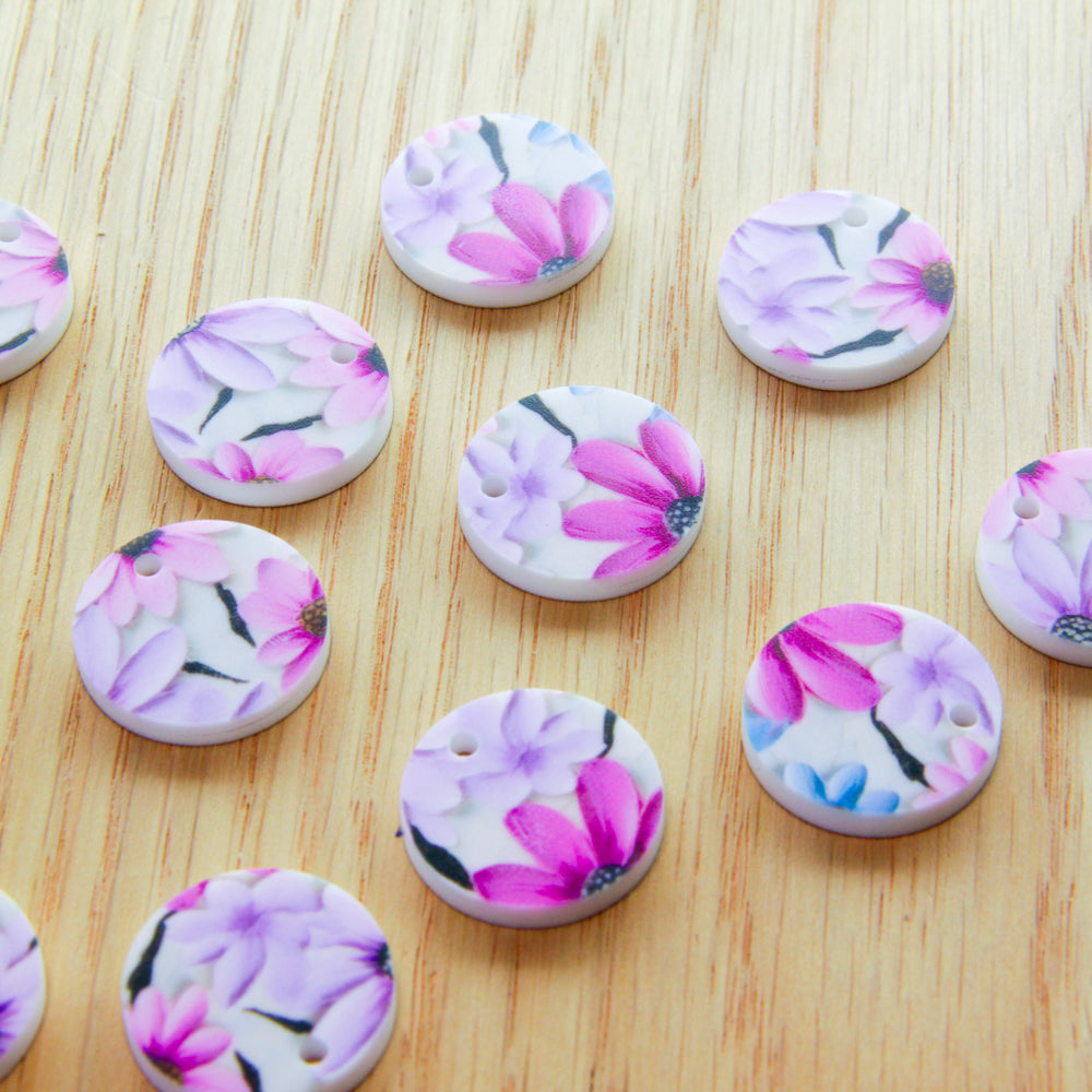 White Acrylic - 2cm - Circle - 1 Hole - Paint - 05
