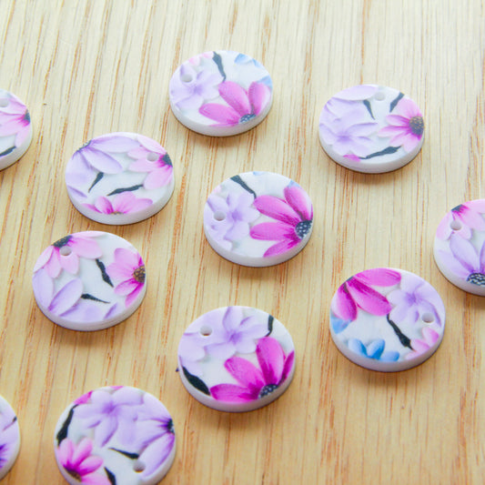 White Acrylic - 2cm - Circle - 1 Hole - Paint - 05