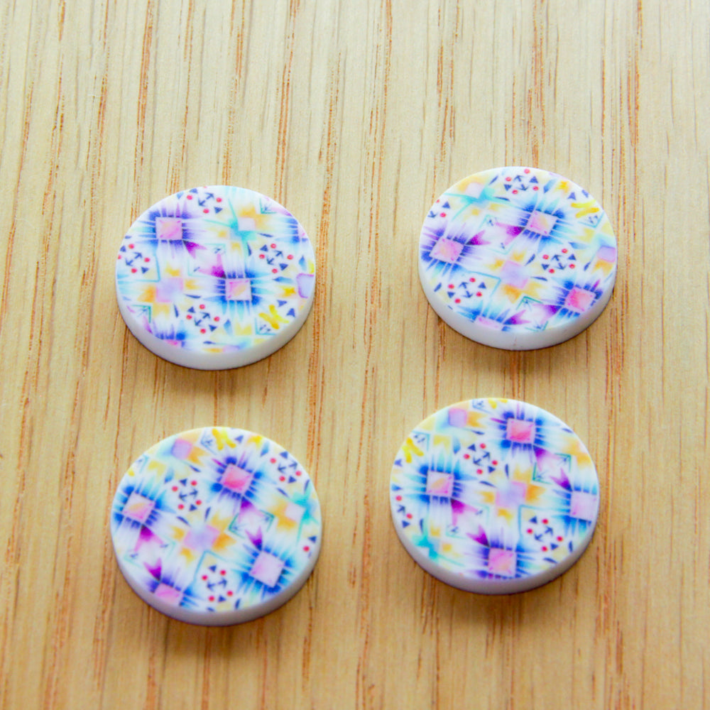 White Acrylic - 2cm - Circle - Studs - Boho - 46