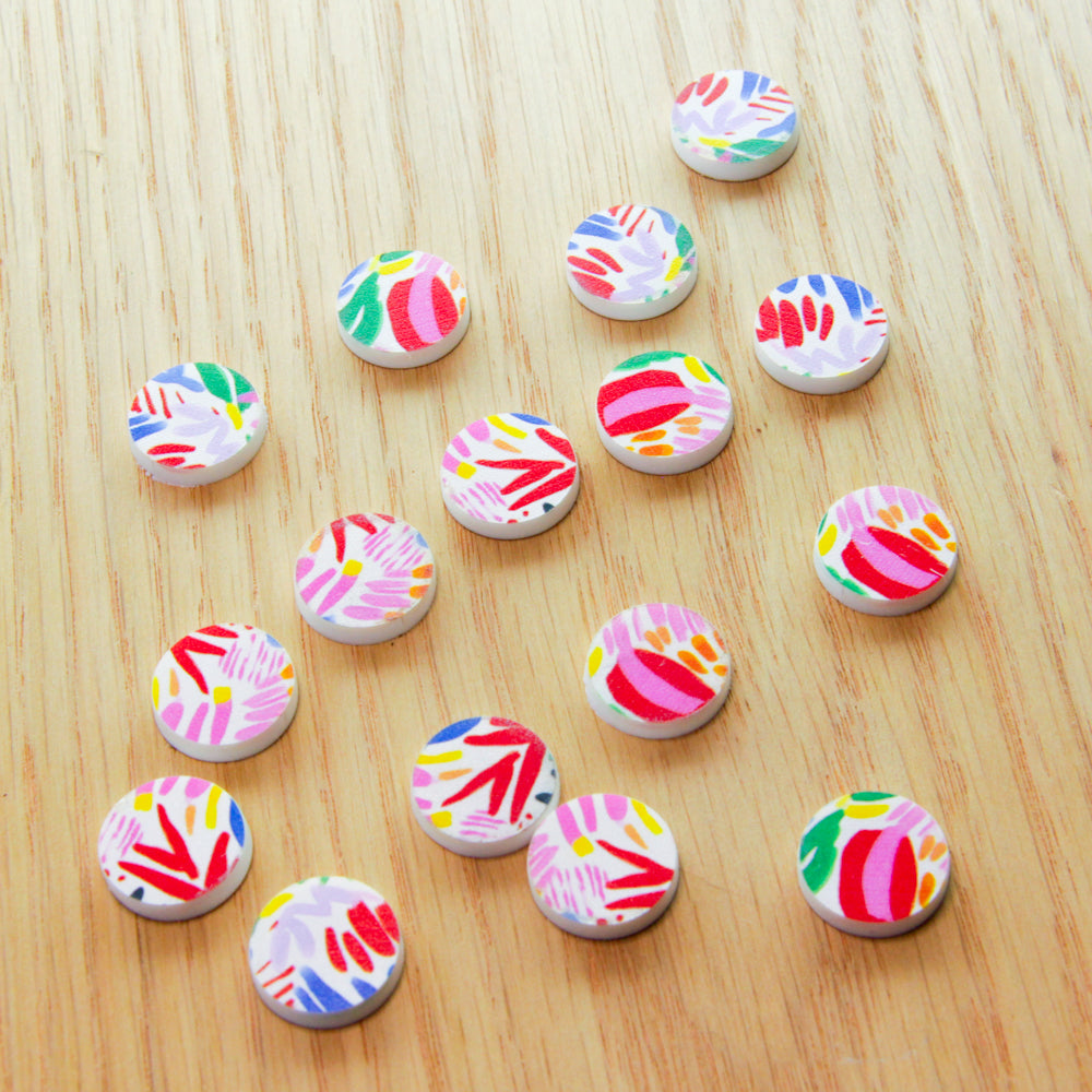 White Acrylic - 15mm Circle- Studs - Abstract Art - 63