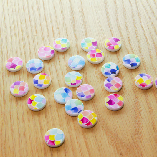 White Acrylic - 15mm Circle- Studs - Watercolour - 17