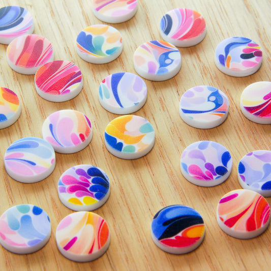 White Acrylic - 15mm Circle- Studs - Abstract Art - 03