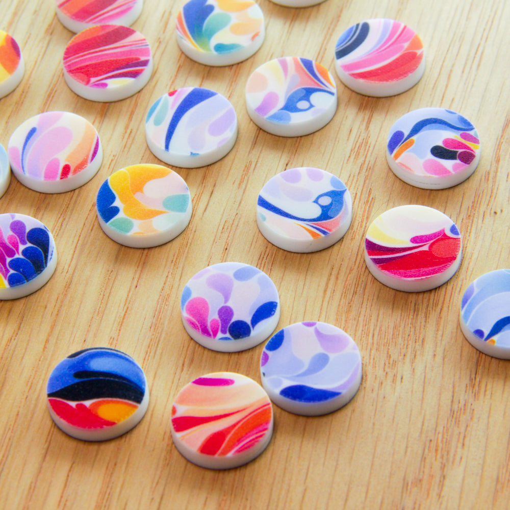 White Acrylic - 15mm Circle- Studs - Abstract Art - 03