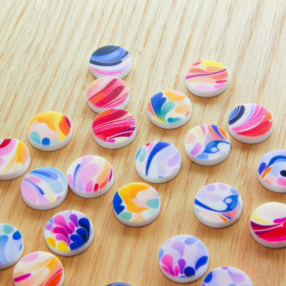 White Acrylic - 15mm Circle- Studs - Abstract Art - 03