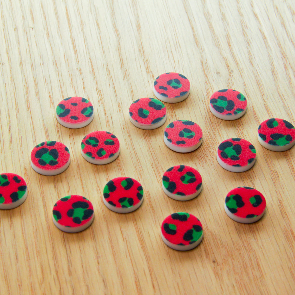 White Acrylic - 15mm Circle- Studs - Christmas - 49