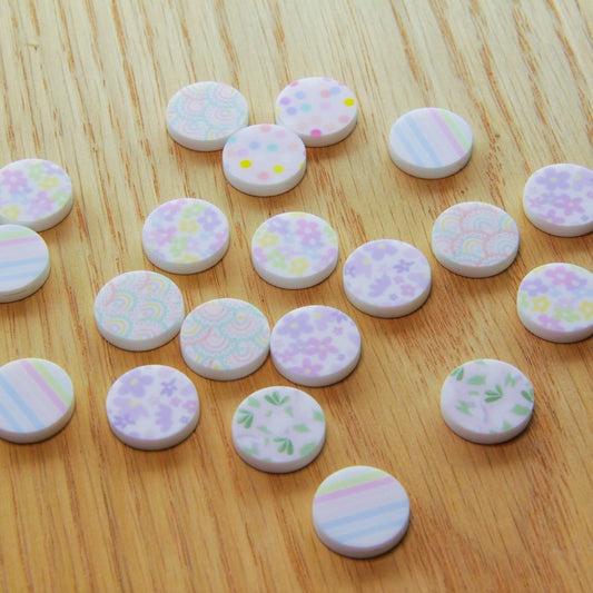 White Acrylic - 15mm Circle Studs - Pastel Mixed Bag - 10 pair (20pcs)
