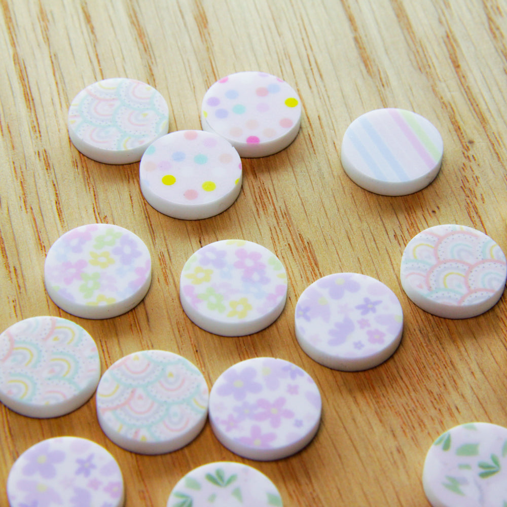White Acrylic - 15mm Circle Studs - Pastel Mixed Bag - 10 pair (20pcs)