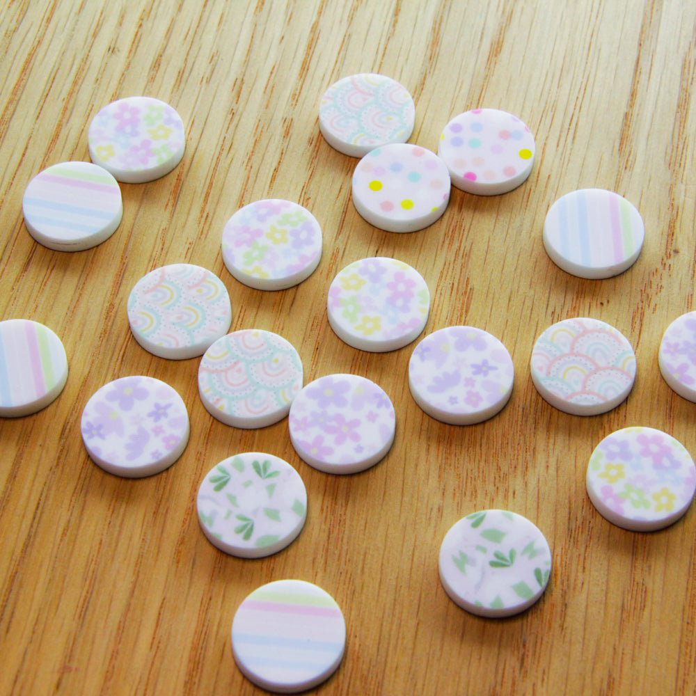 White Acrylic - 15mm Circle Studs - Pastel Mixed Bag - 10 pair (20pcs)