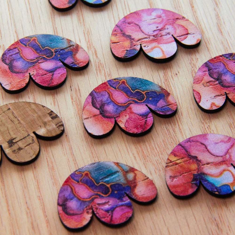 Cork - 30mm - Boho Flower 2  - Alcohol Ink - 08