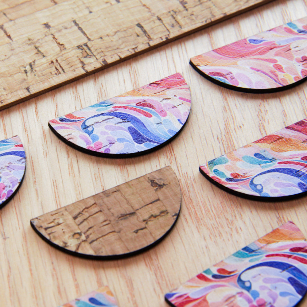 Cork - 40mm - Semi Circle  - Abstract Art - 03