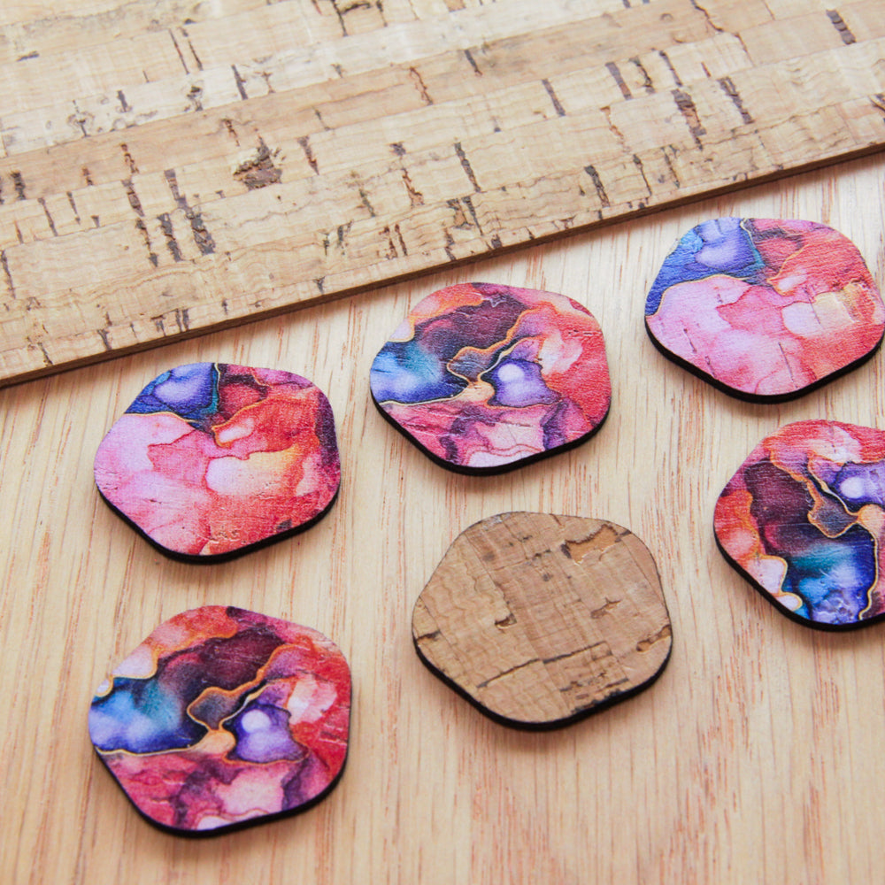 Cork - 30mm - Diamond  - Alcohol Ink- 08