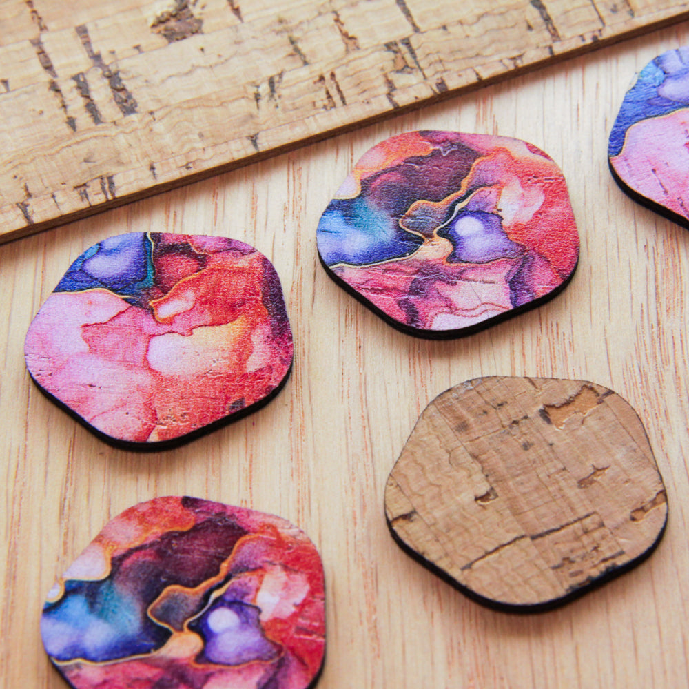 Cork - 30mm - Diamond  - Alcohol Ink- 08