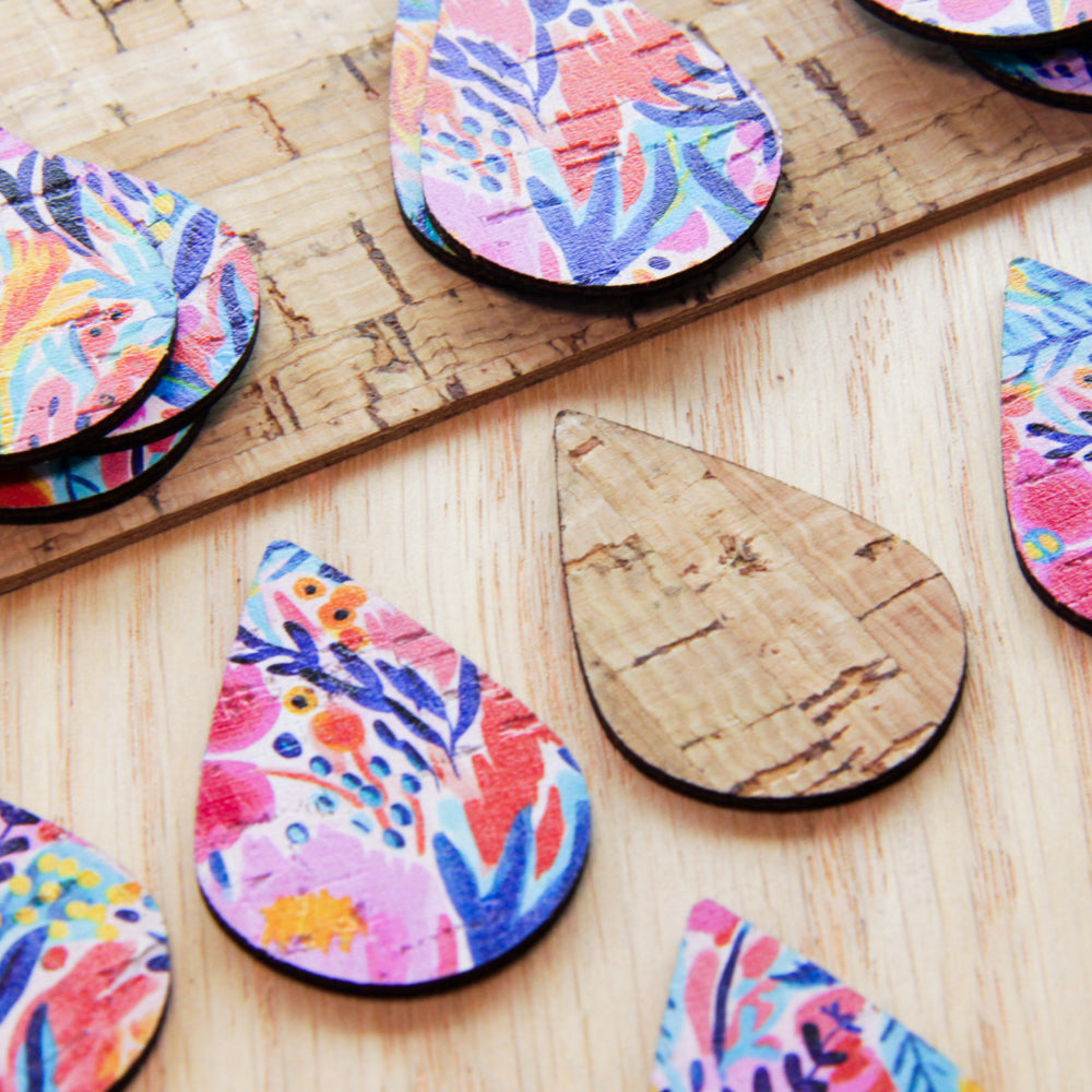 Cork - 40mm - Teardrop  - Bold Floral - 53