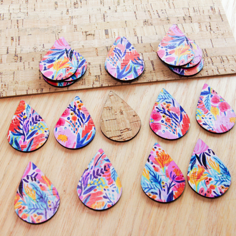 Cork - 40mm - Teardrop  - Bold Floral - 53