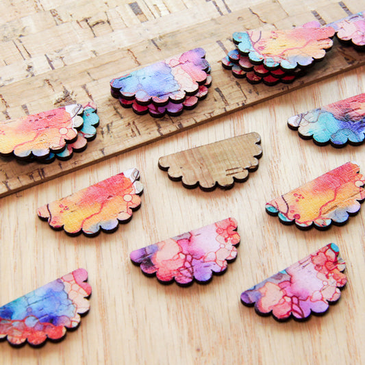 Cork - 30mm - Semi Flower - Alcohol Ink- 03