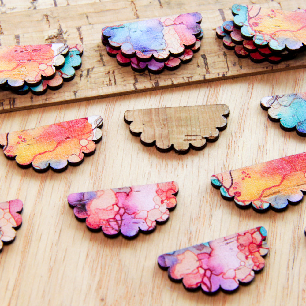 Cork - 30mm - Semi Flower - Alcohol Ink- 03