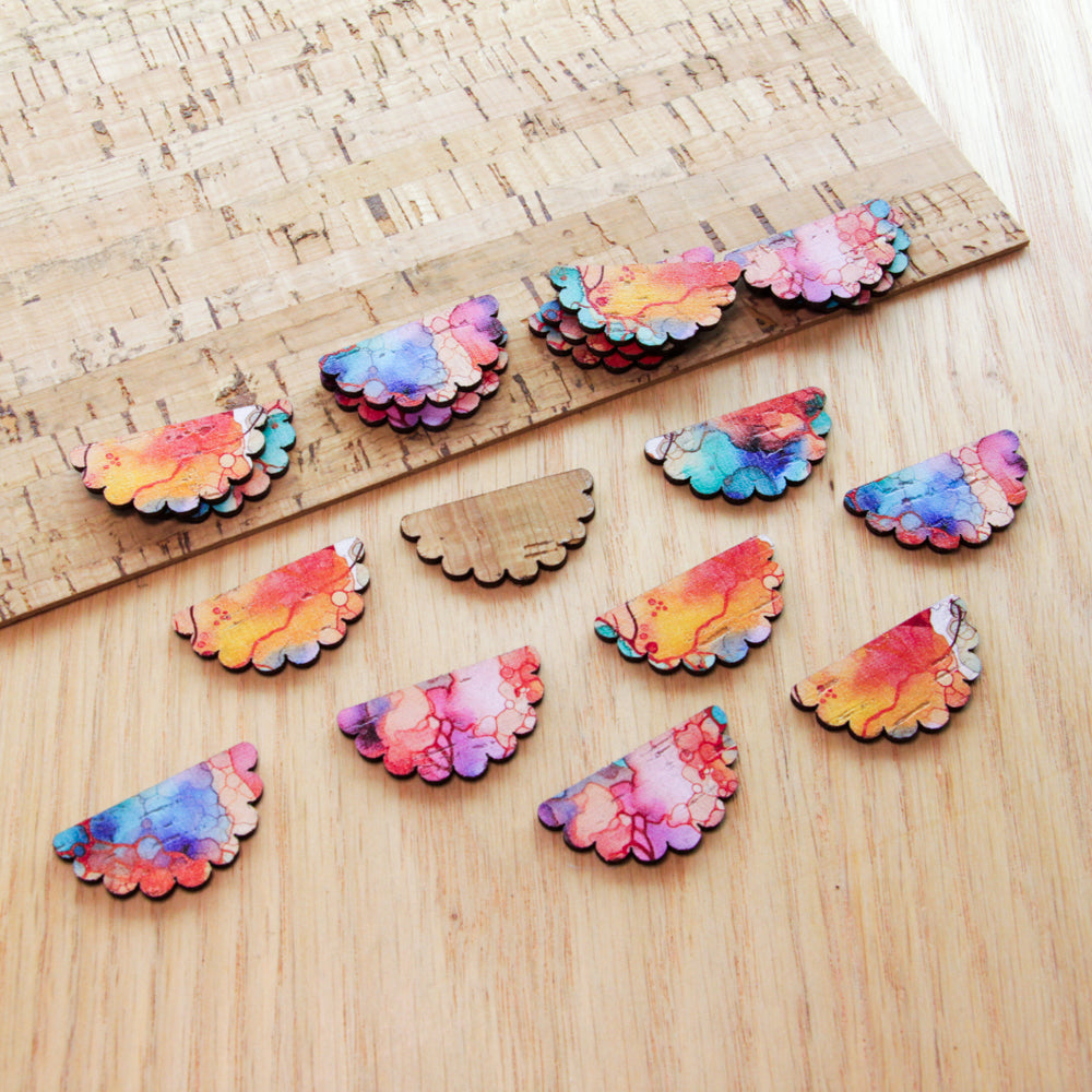 Cork - 30mm - Semi Flower - Alcohol Ink- 03
