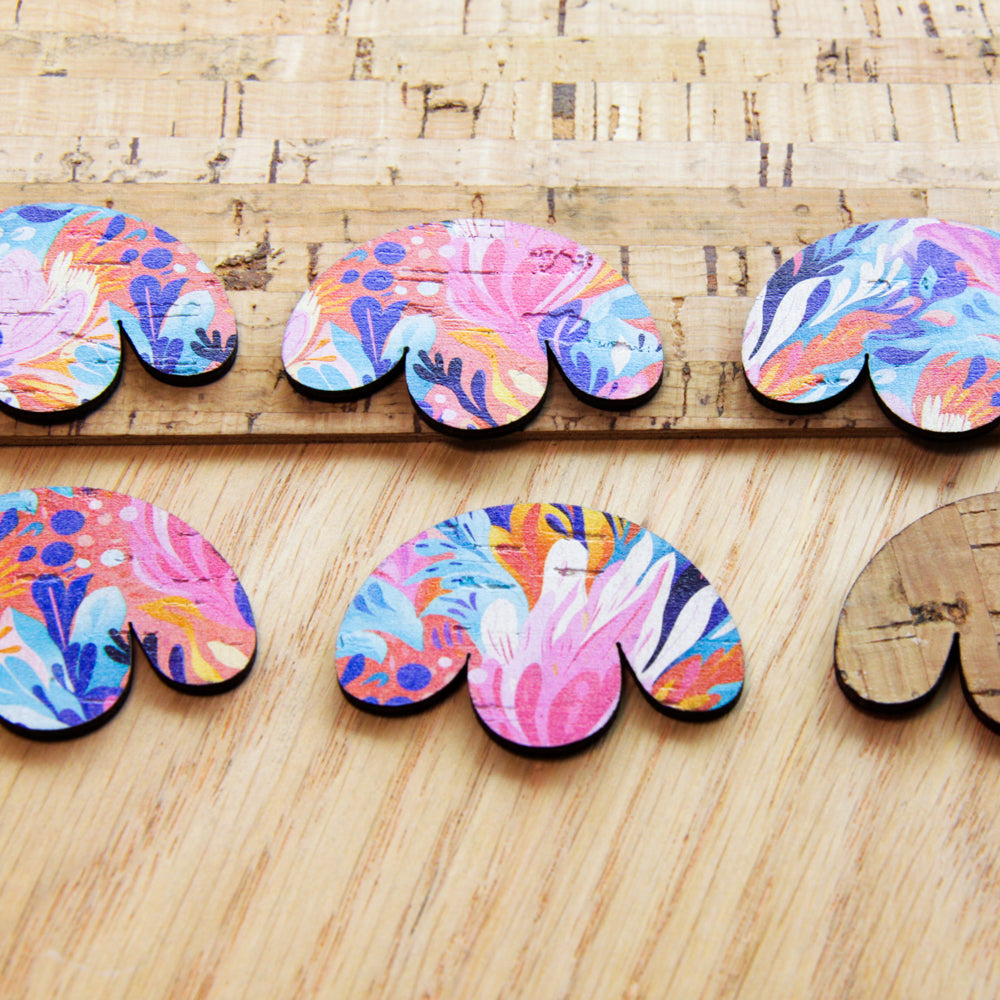 Cork - 40mm - Boho Flower 2 - Abstract Art - 02