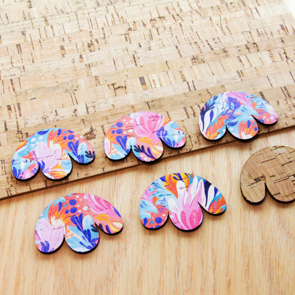 Cork - 40mm - Boho Flower 2 - Abstract Art - 02