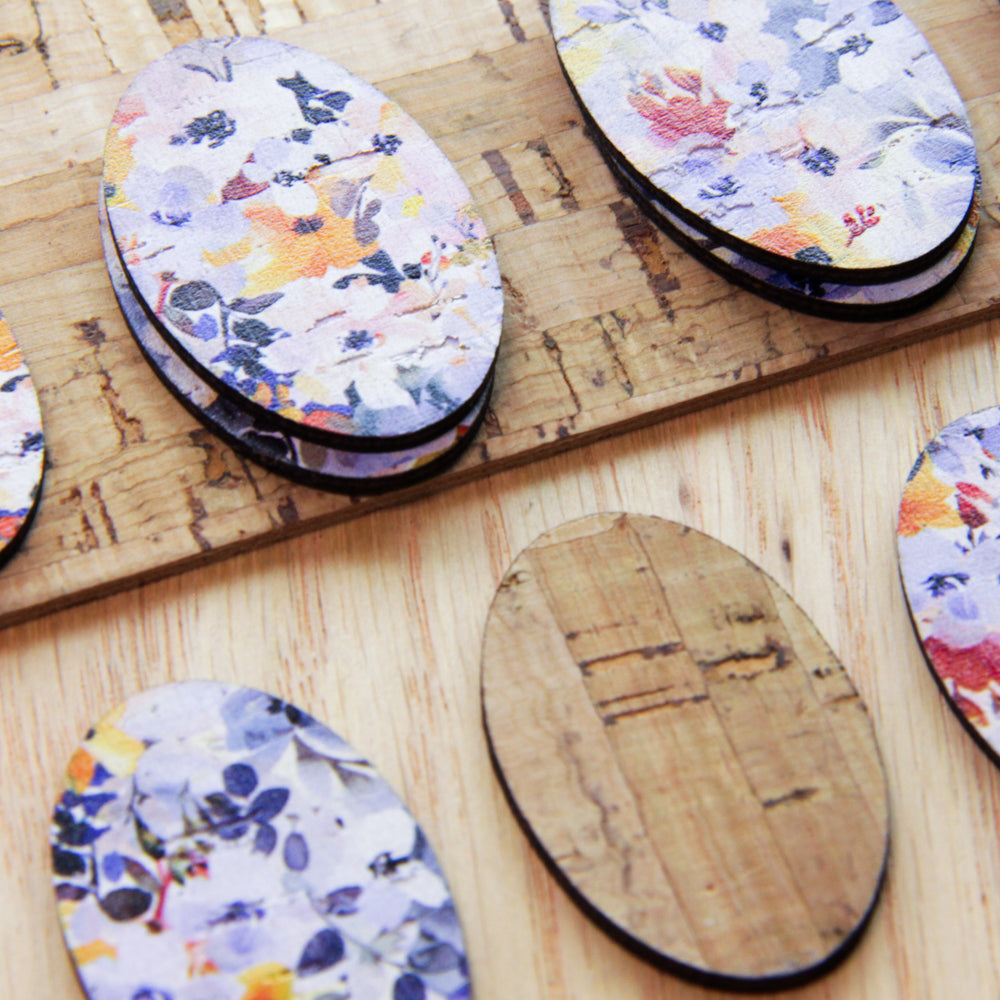 Cork - 40mm - Oval  - Floral Garden - 54