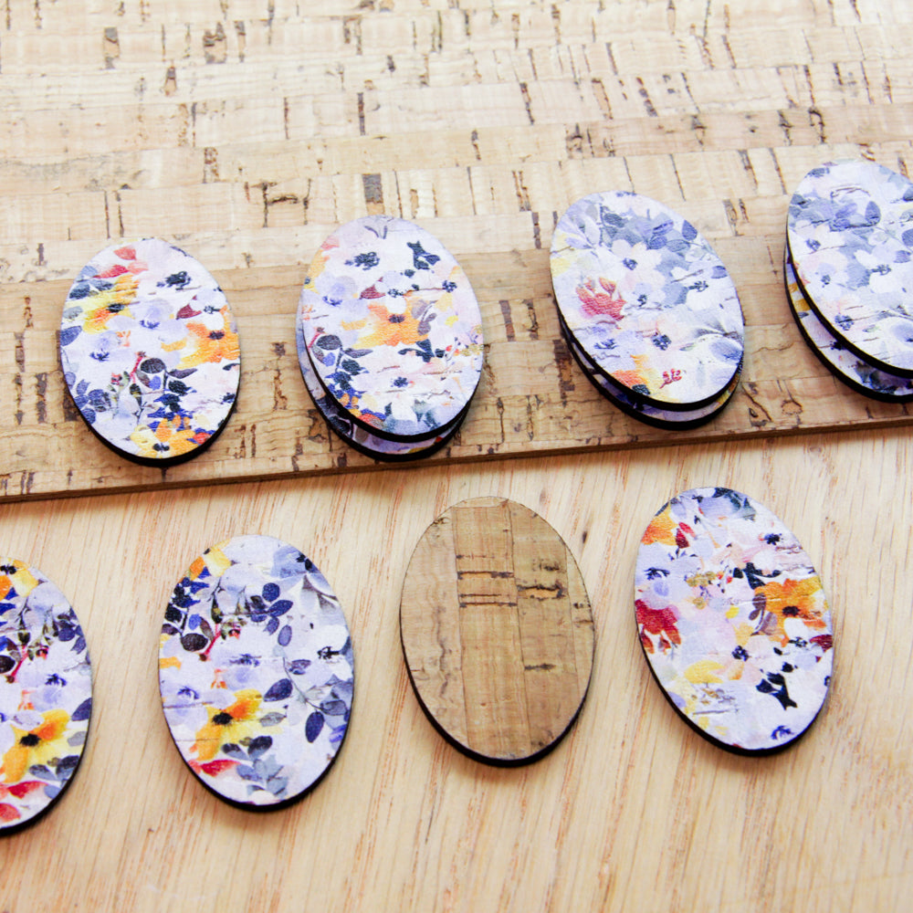 Cork - 40mm - Oval  - Floral Garden - 54