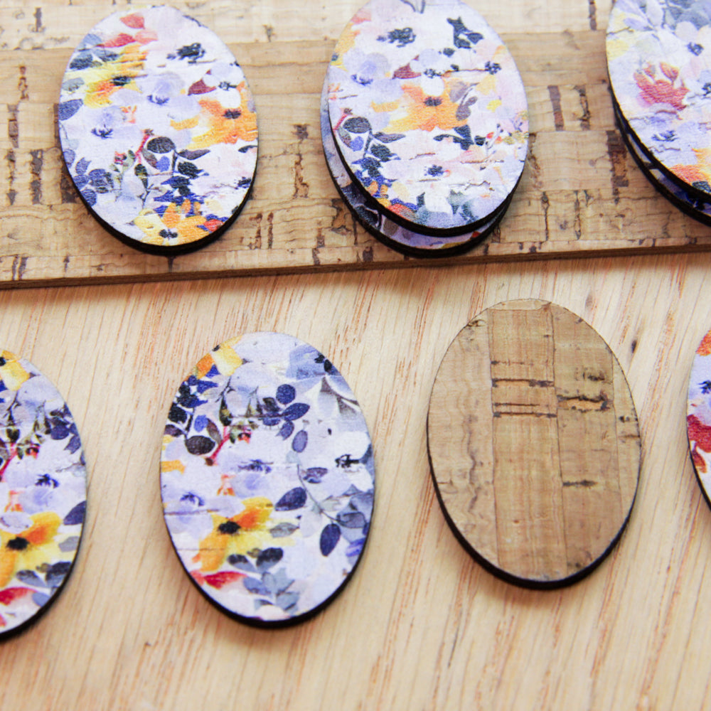 Cork - 40mm - Oval  - Floral Garden - 54