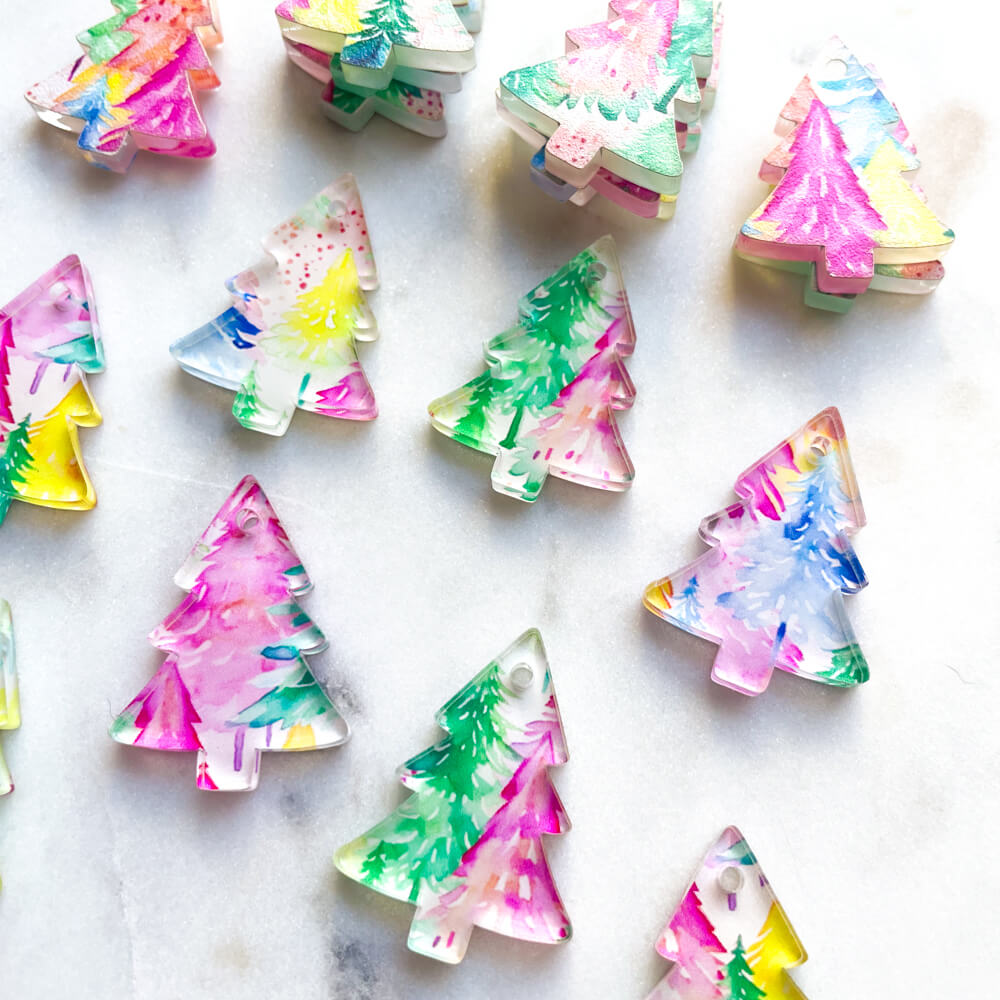 Clear Acrylic - 3cm Christmas Tree - 1 Hole -  Christmas - 01 (large scale)