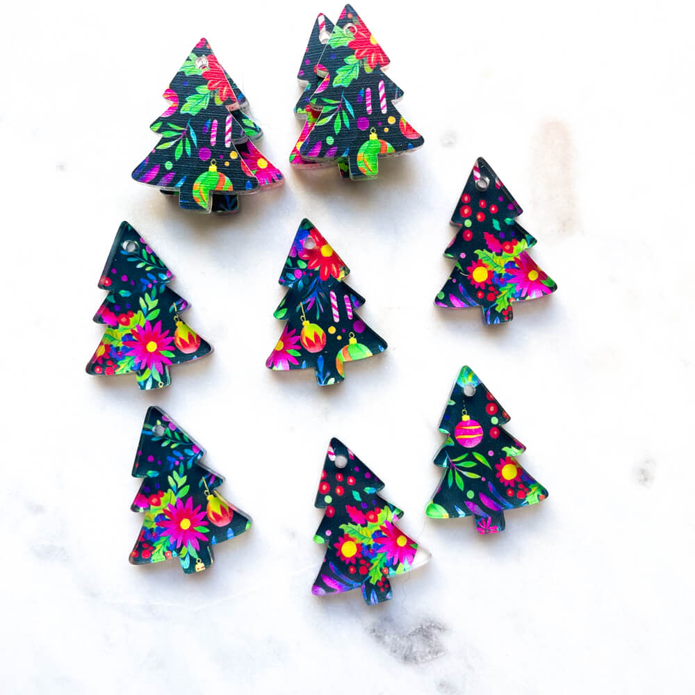 Clear Acrylic - 3cm Christmas Tree - 1 Hole - Christmas - 307
