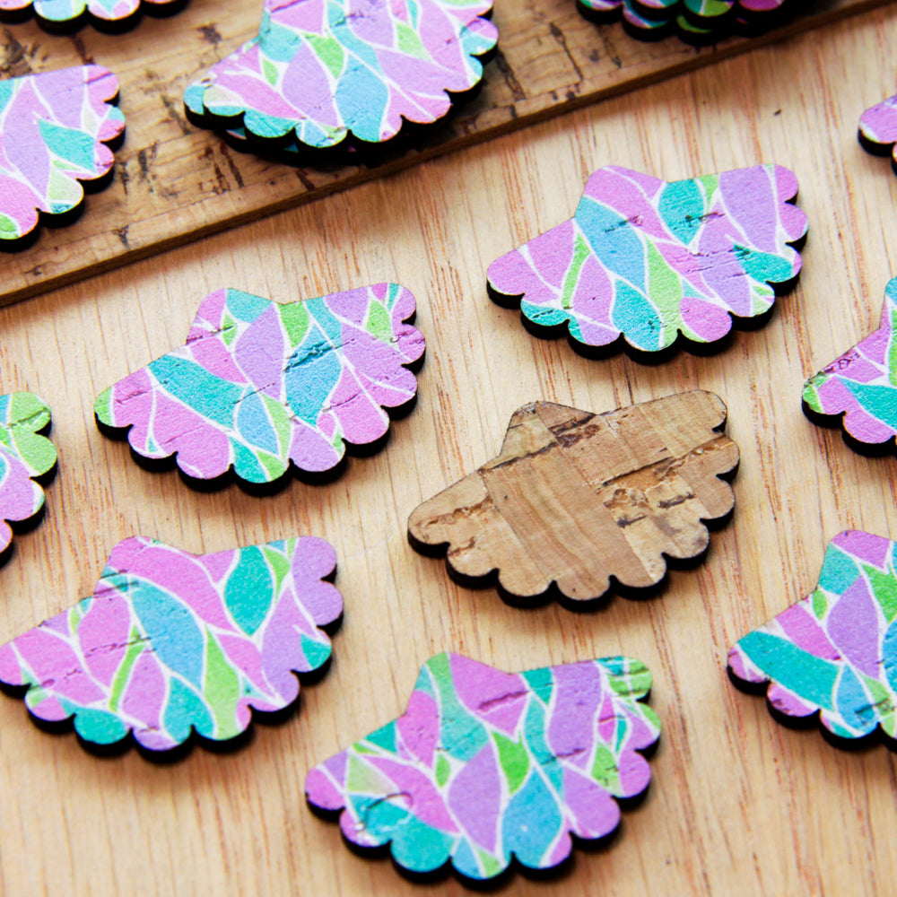 Cork - 30mm - Flower Fan - Watercolour - 34