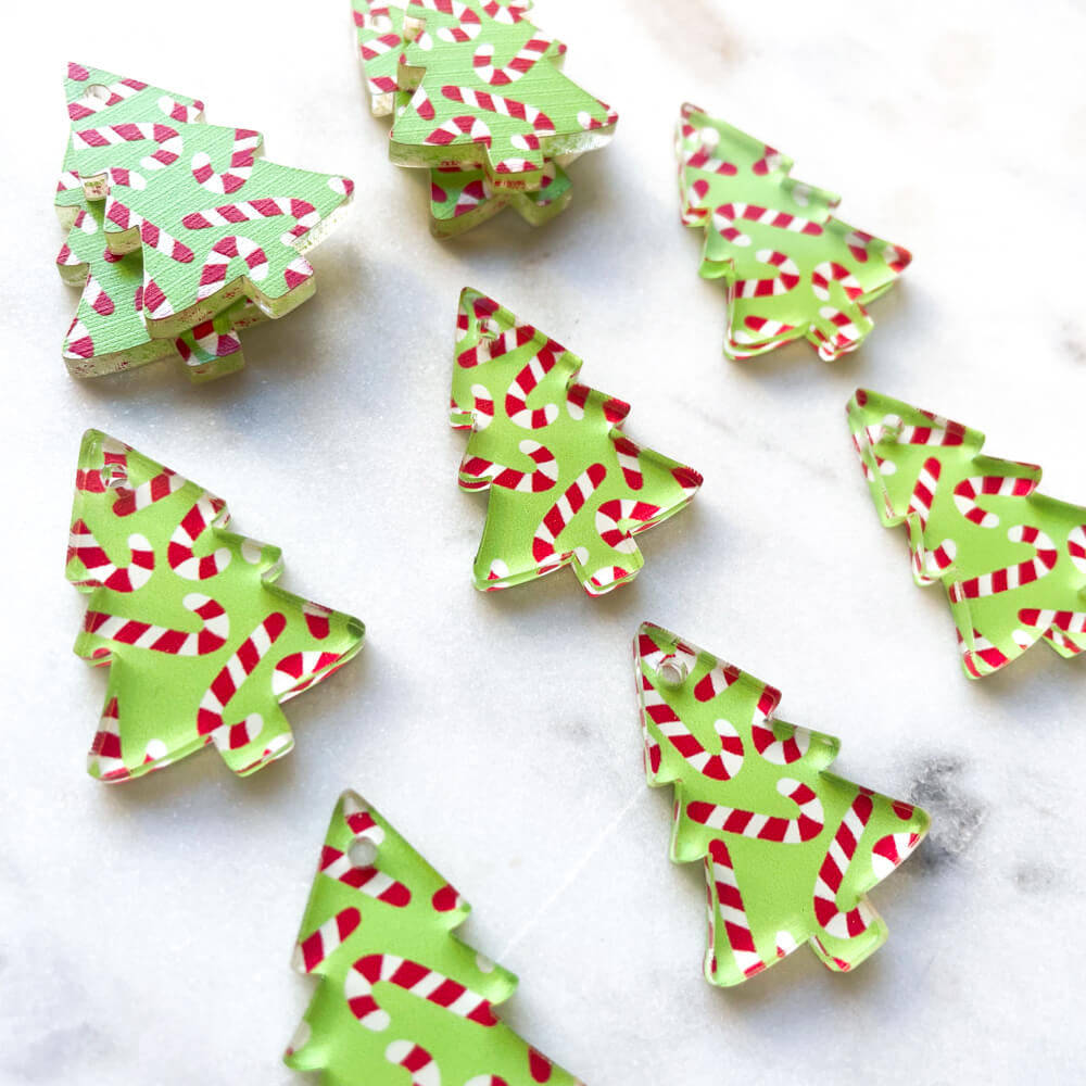 Clear Acrylic - 3cm Christmas Tree - 1 Hole - Christmas - 318