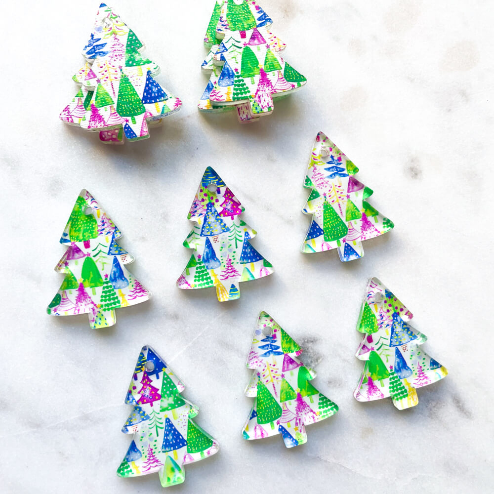 Clear Acrylic - 3cm Christmas Tree - 1 Hole - Christmas - 195