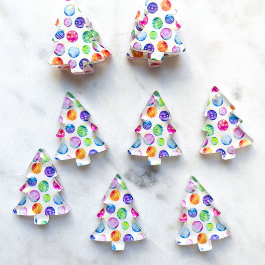 Clear Acrylic - 3cm Christmas Tree - 1 Hole -  Christmas - 02