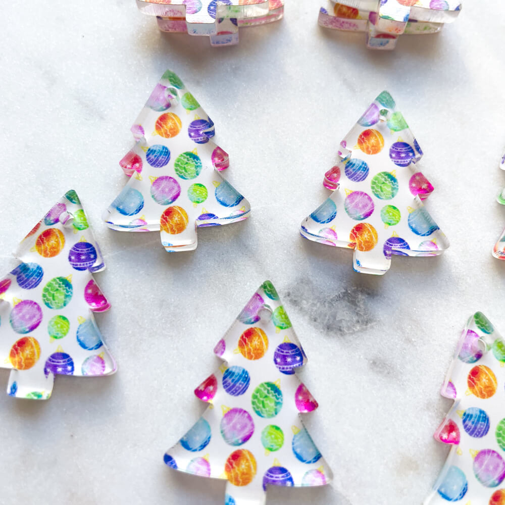 Clear Acrylic - 3cm Christmas Tree - 1 Hole -  Christmas - 02