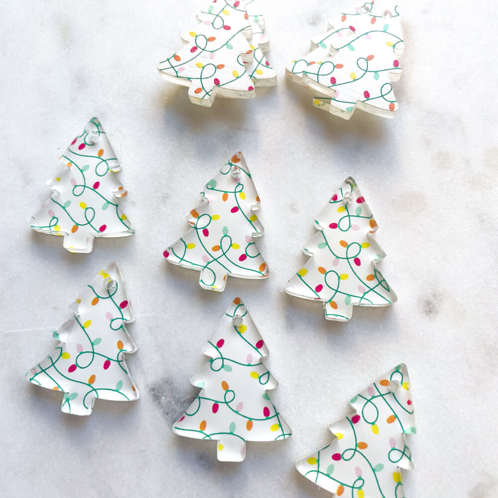 Clear Acrylic - 3cm Christmas Tree - 1 Hole -  Christmas - 51