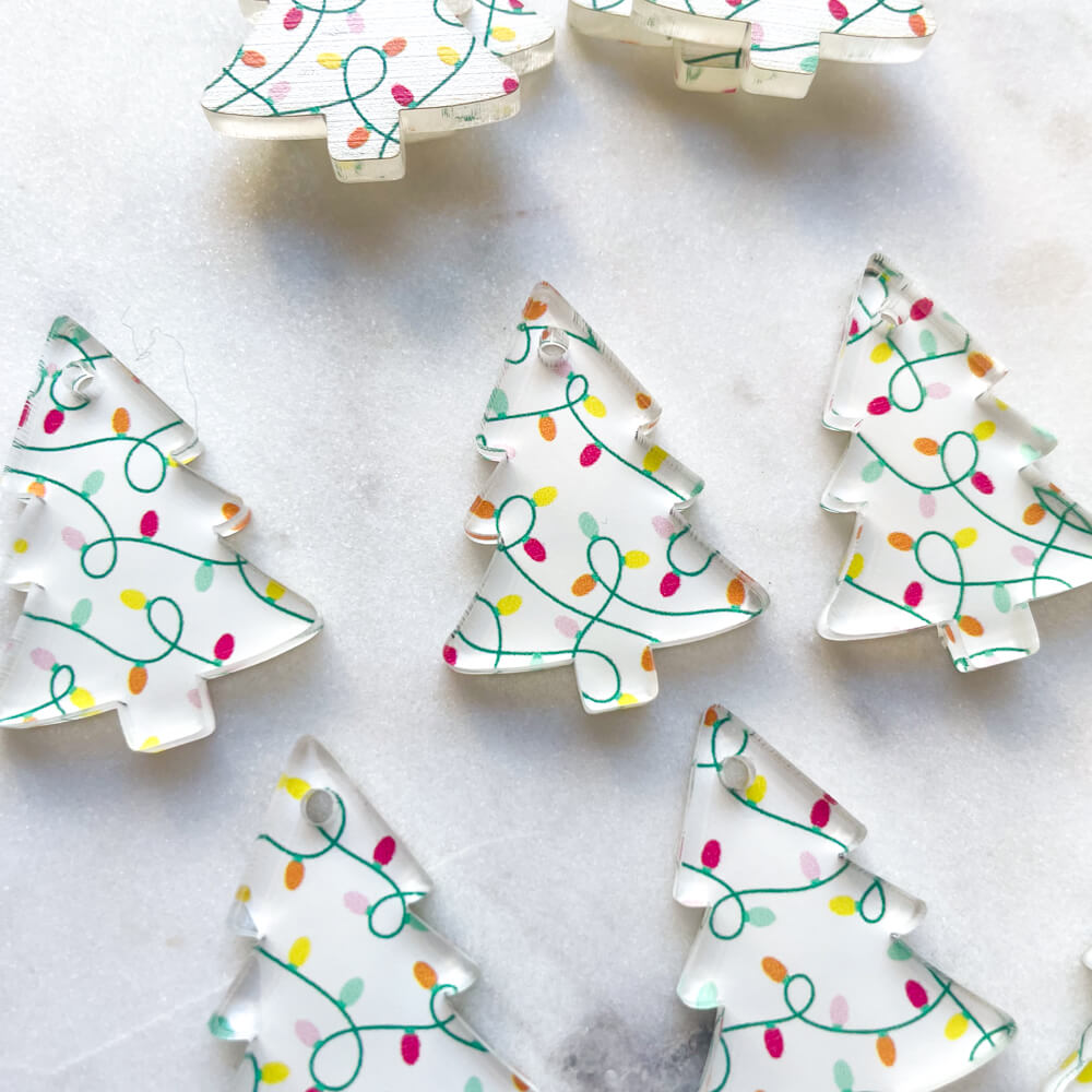 Clear Acrylic - 3cm Christmas Tree - 1 Hole -  Christmas - 51