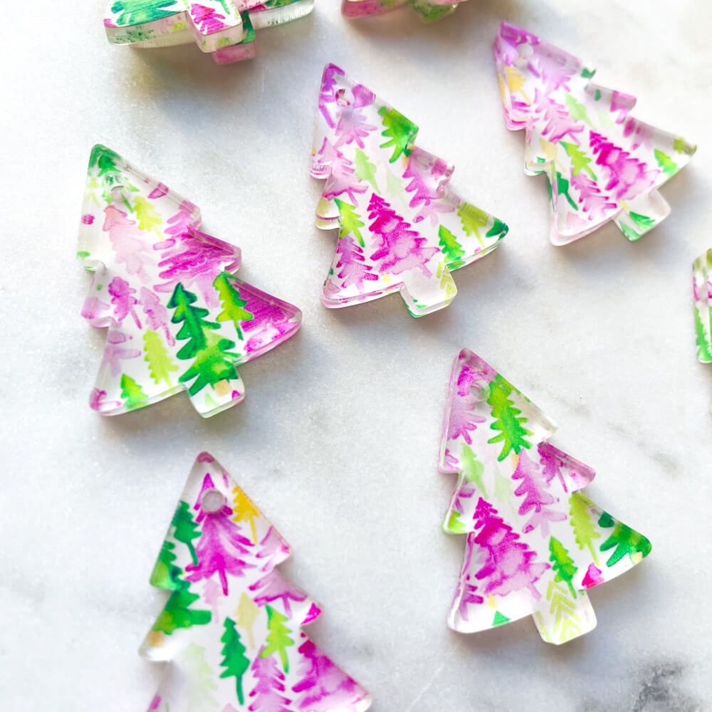 Clear Acrylic - 3cm Christmas Tree - 1 Hole -  Christmas - 170