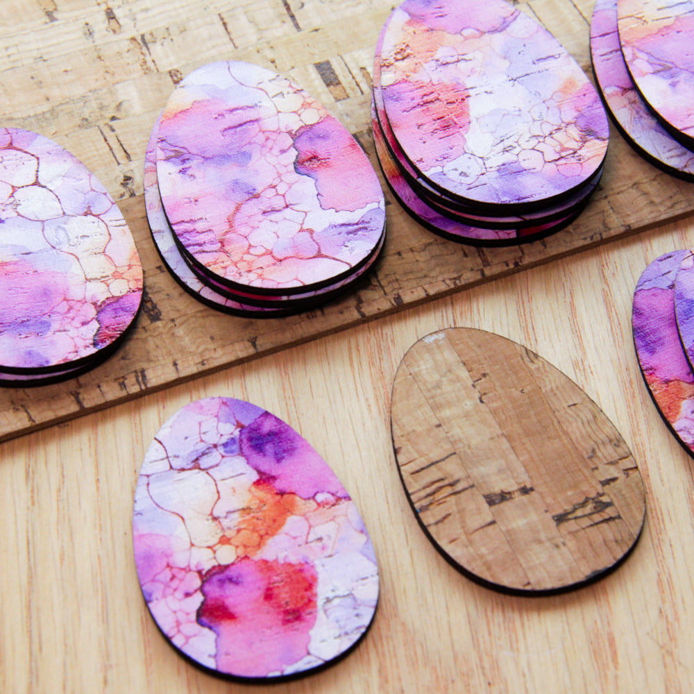 Cork - 50mm - Egg - Alcohol Ink - 14