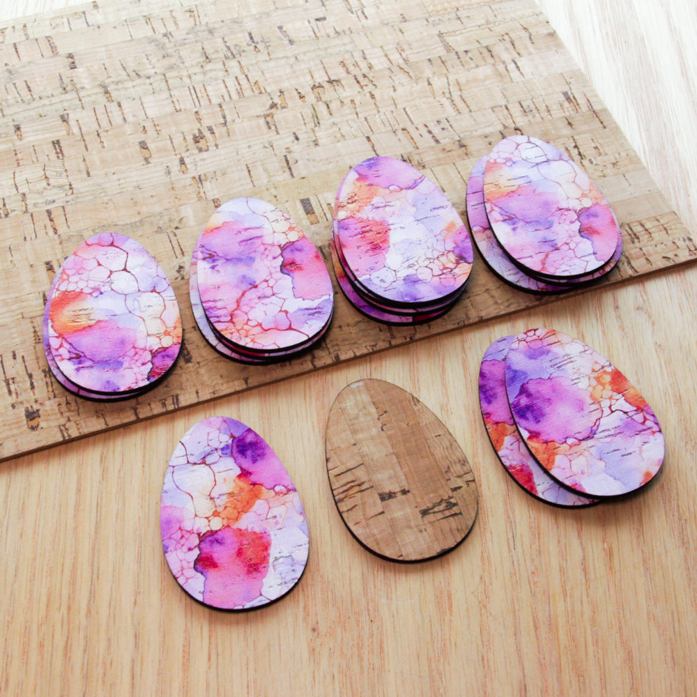 Cork - 50mm - Egg - Alcohol Ink - 14