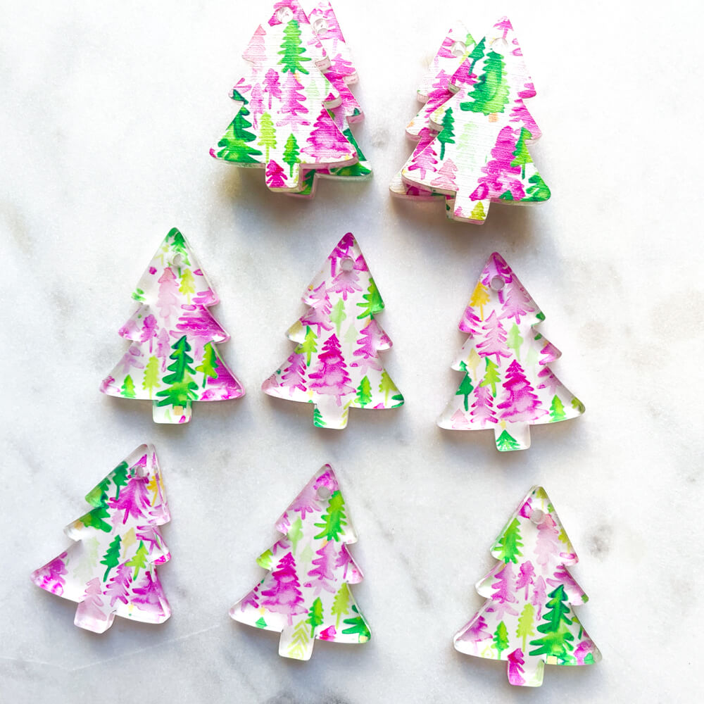 Clear Acrylic - 3cm Christmas Tree - 1 Hole -  Christmas - 170