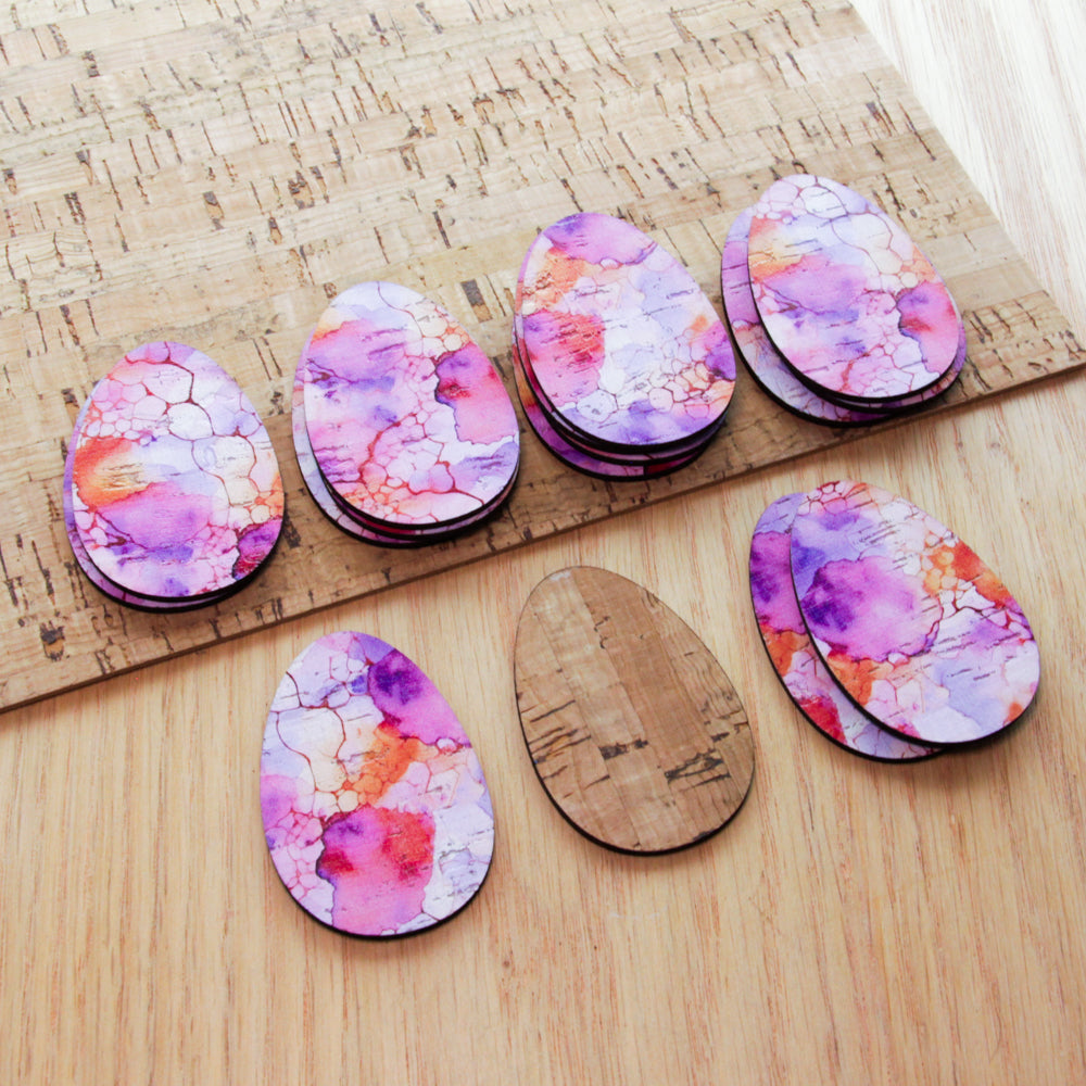 Cork - 50mm - Egg - Alcohol Ink - 14