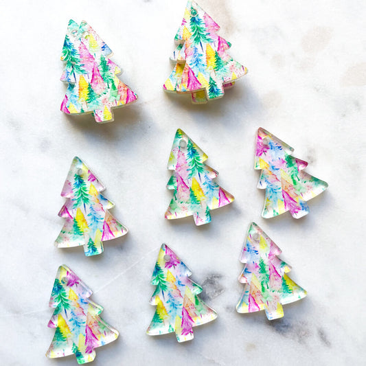 Clear Acrylic - 3cm Christmas Tree - 1 Hole -  Christmas - 01