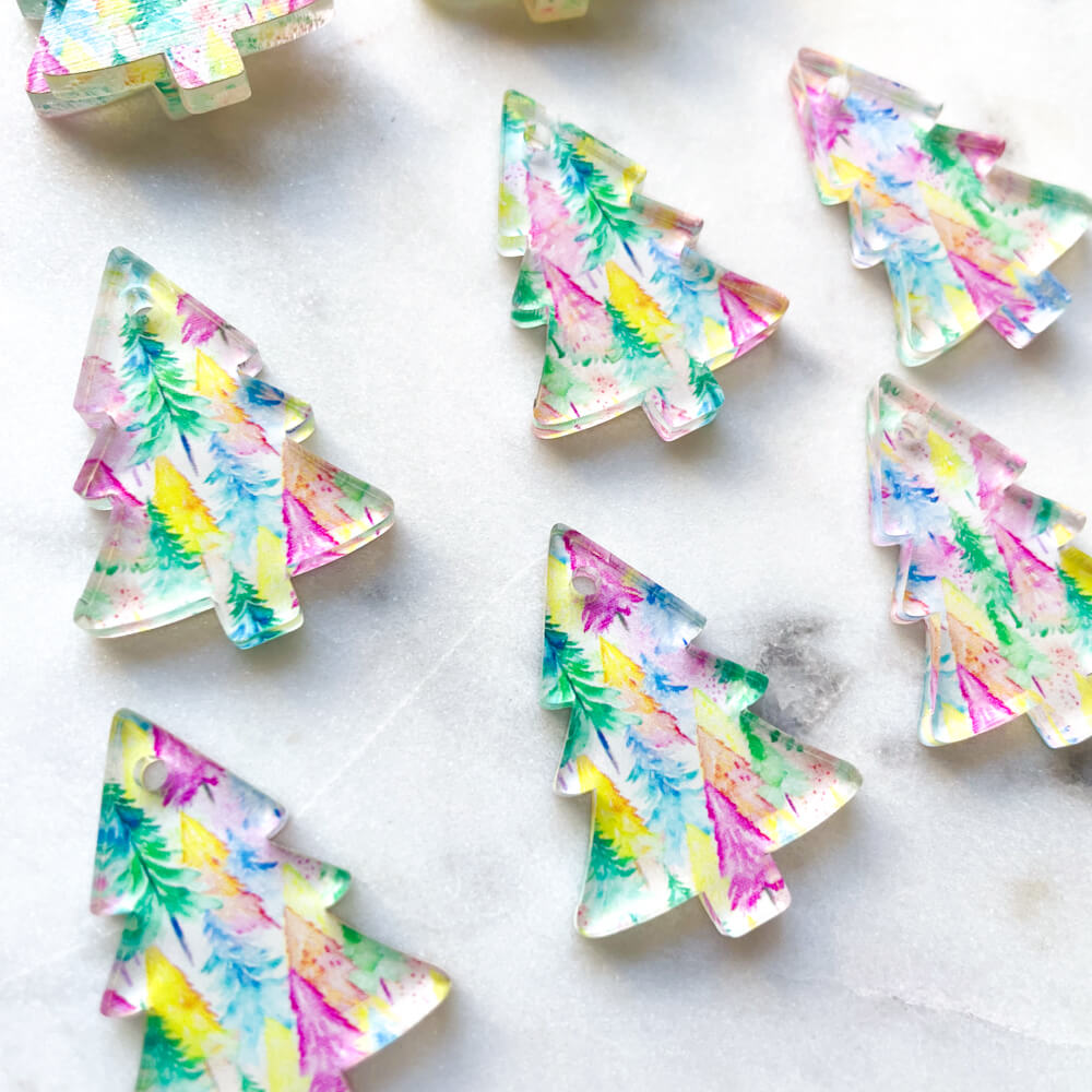 Clear Acrylic - 3cm Christmas Tree - 1 Hole -  Christmas - 01